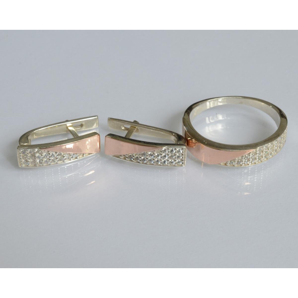 Срібний гарнітур з золотими вставками (129)