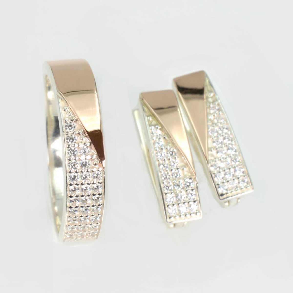 Срібний гарнітур з золотими вставками (129)