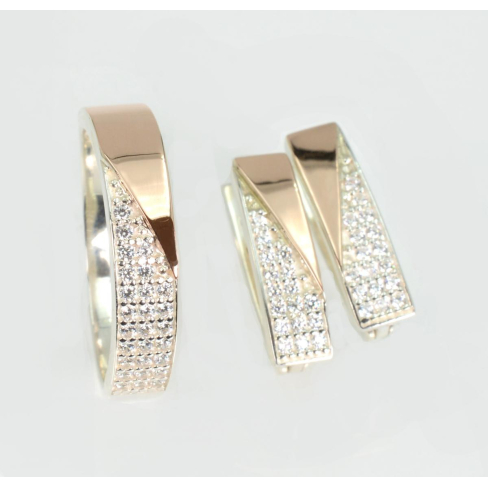 Серебряный гарнитур с золотыми вставками