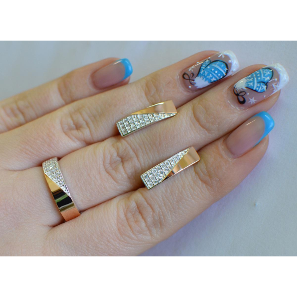 Срібний гарнітур з золотими вставками (129)