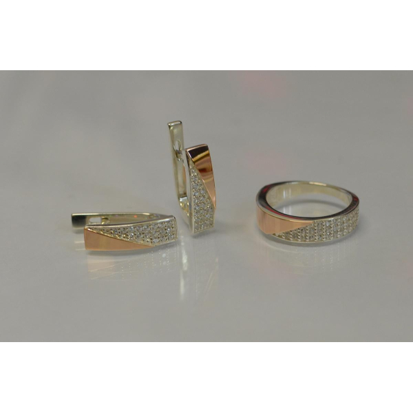 Срібний гарнітур з золотими вставками (129)