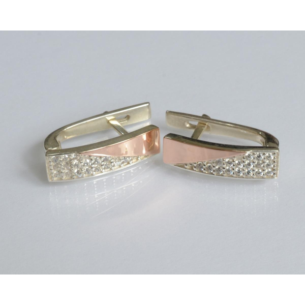 Серьги из серебра с золотыми вставками (129с)