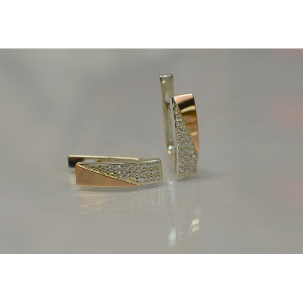 Серьги из серебра с золотыми вставками (129с)