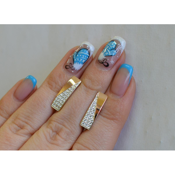 Серьги из серебра с золотыми вставками (129с)