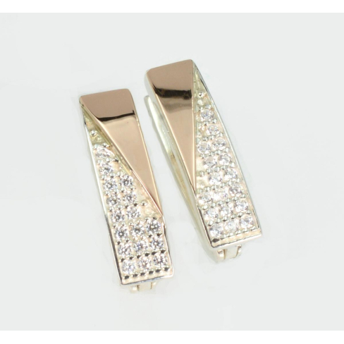 Сережки із срібла з золотими вставками