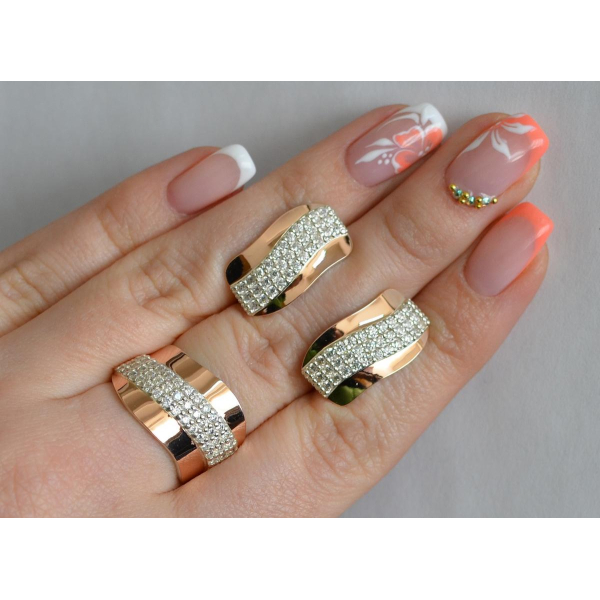 Серебряный гарнитур с золотыми накладками (131)