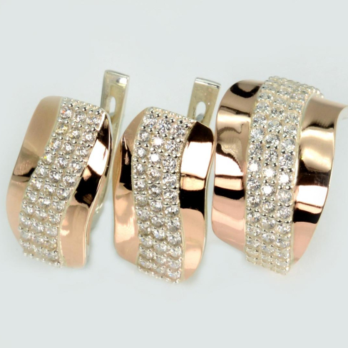 Серебряный гарнитур с золотыми накладками