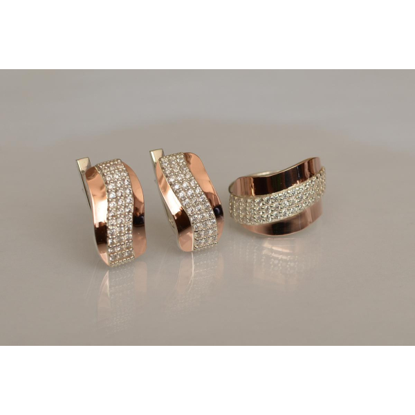 Серебряный гарнитур с золотыми накладками (131)