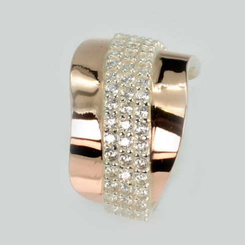 Серебряное кольцо с золотыми накладками