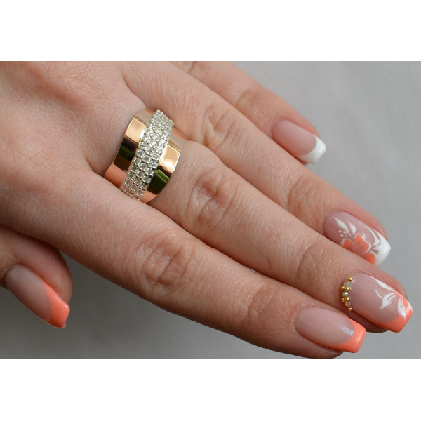 Срібна каблучка з золотими накладками (131к)