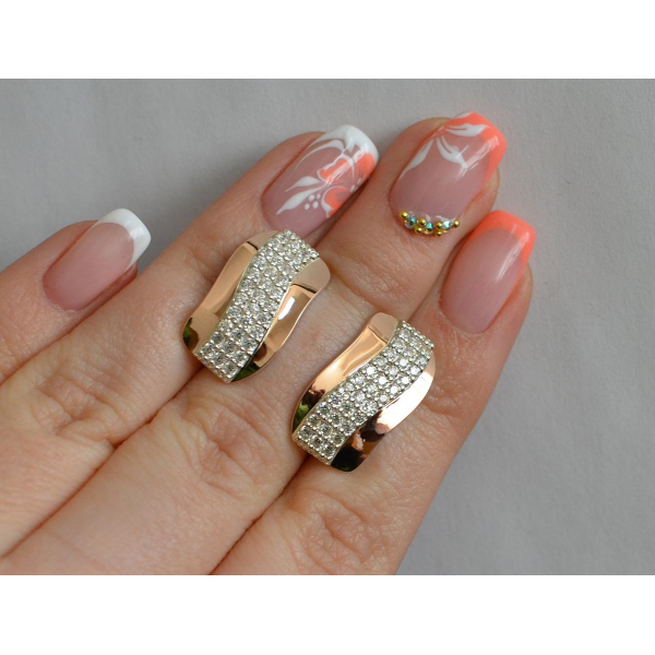 Серебряные серьги с золотыми накладками (131с)