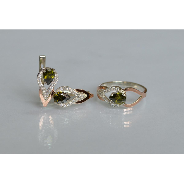 Комплект срібний з золотом (132)