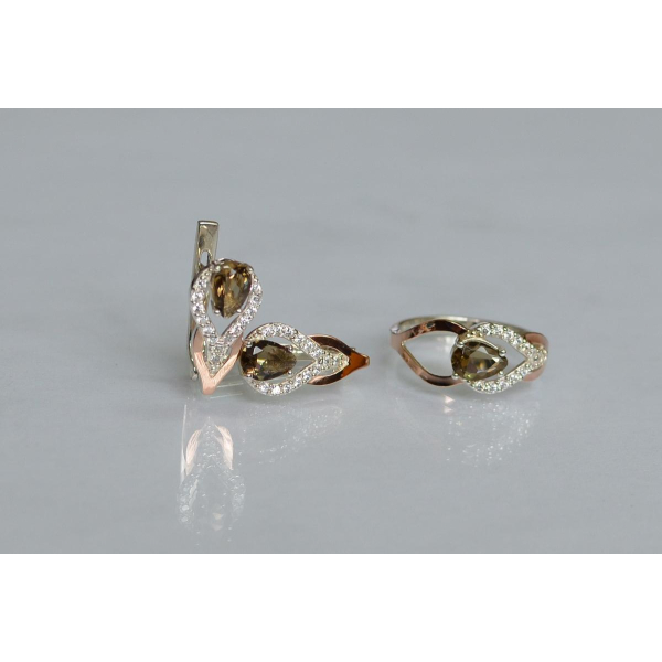 Комплект срібний з золотом (132)