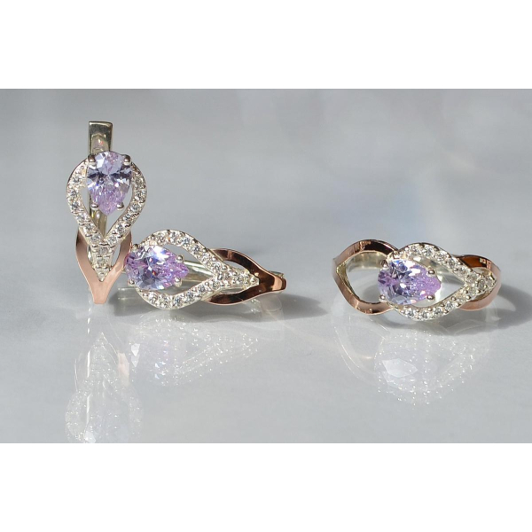 Комплект срібний з золотом (132)