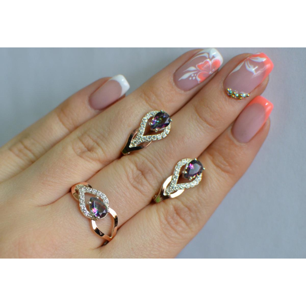 Комплект срібний з золотом (132)