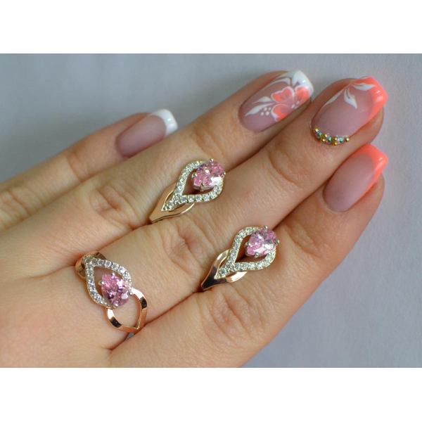 Комплект срібний з золотом (132)