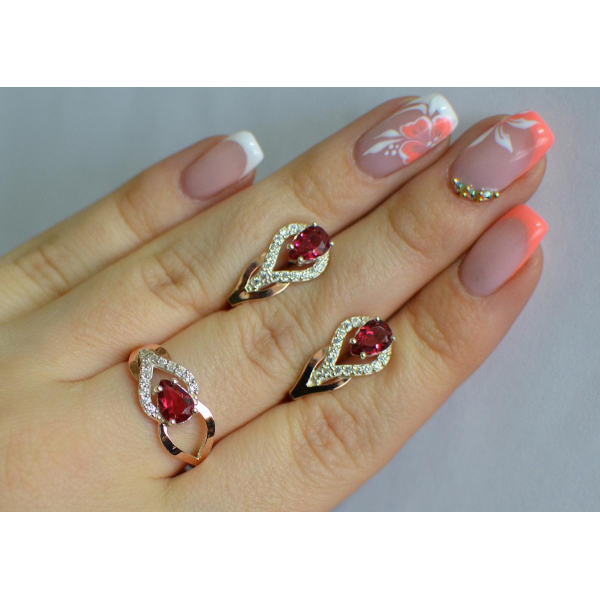 Комплект срібний з золотом (132)