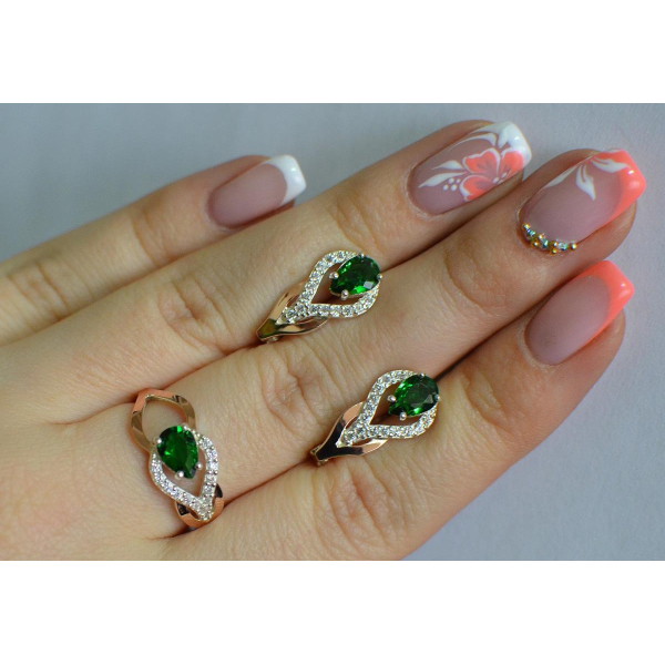 Комплект срібний з золотом (132)