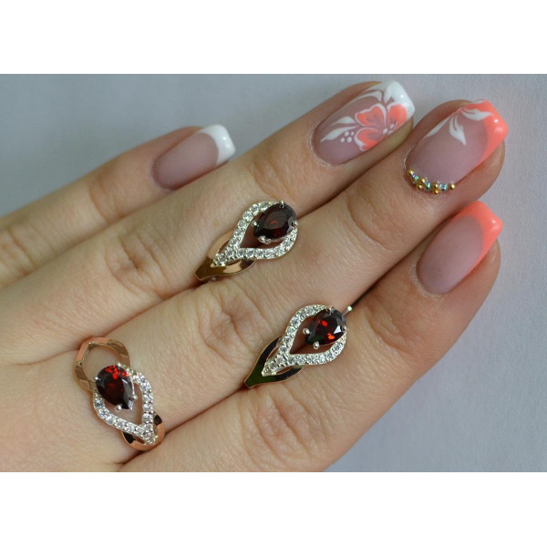 Комплект срібний з золотом (132)