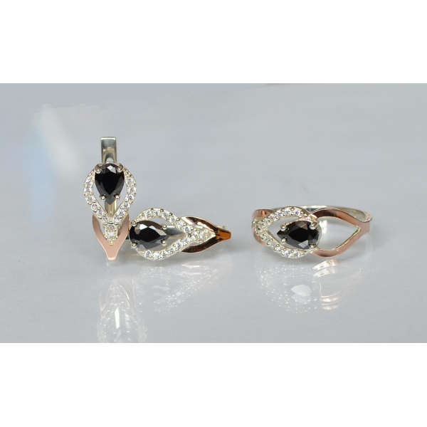 Комплект срібний з золотом (132)