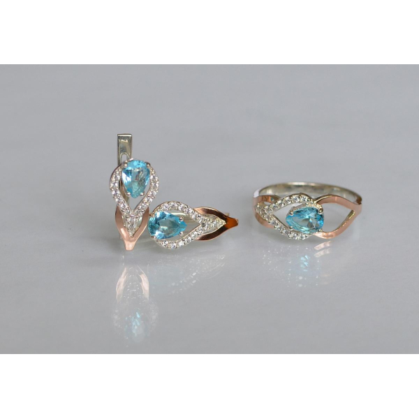 Комплект срібний з золотом (132)