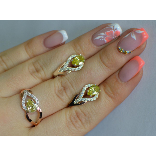 Комплект срібний з золотом (132)