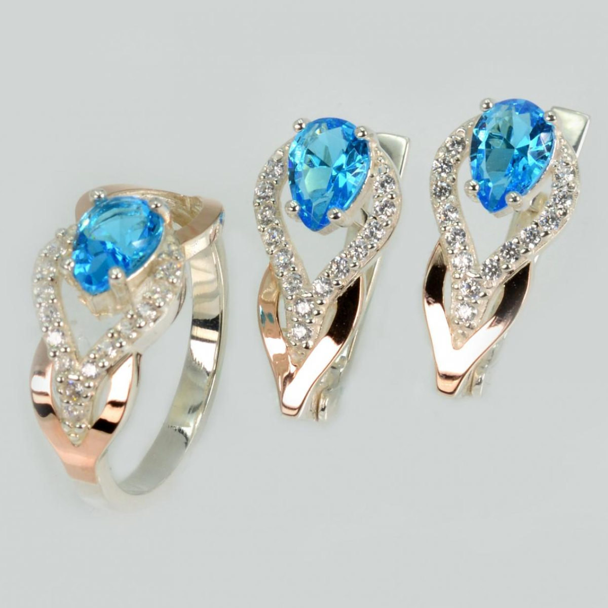 Комплект срібний з золотом (132)