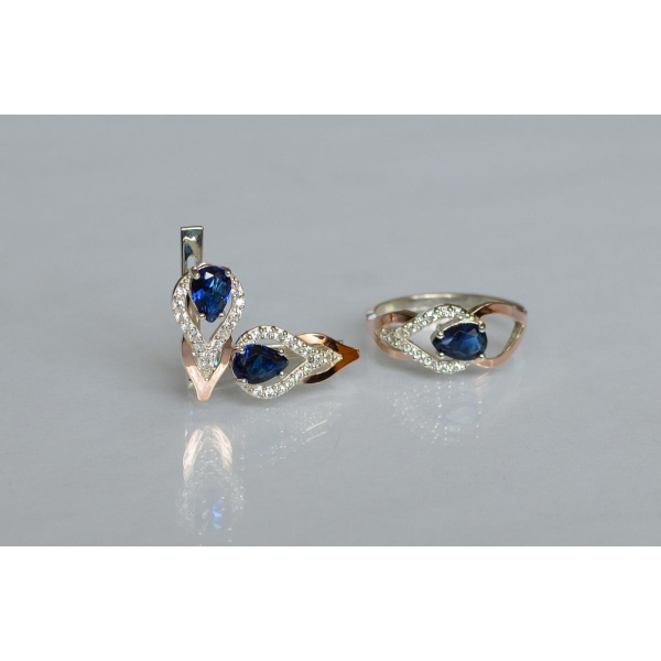 Комплект срібний з золотом (132)