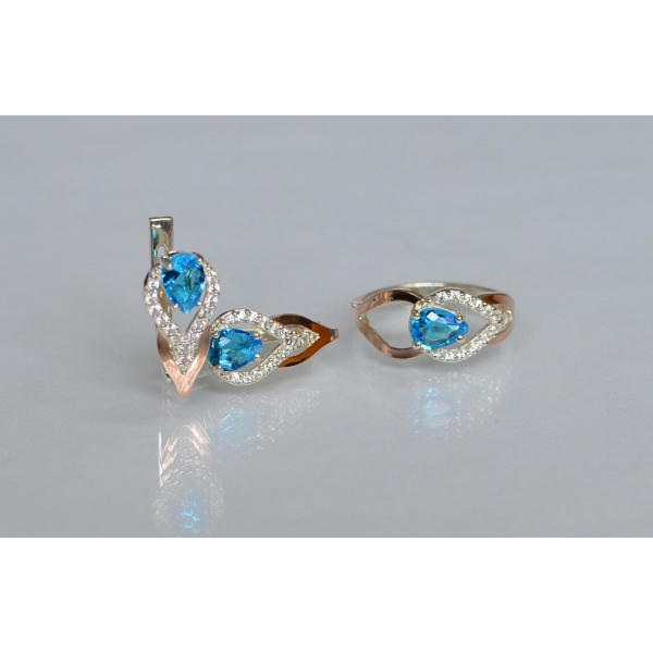 Комплект срібний з золотом (132)