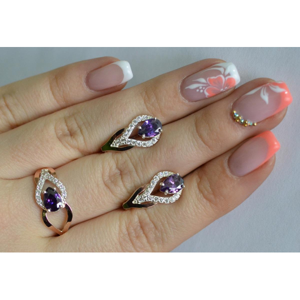 Комплект срібний з золотом (132)