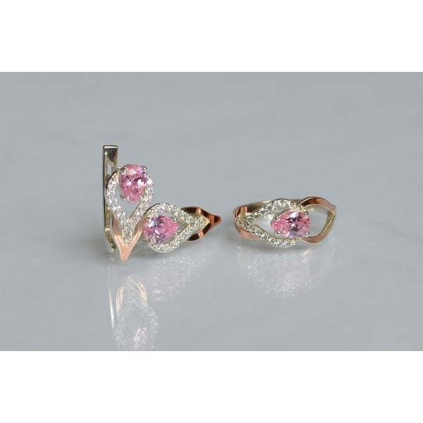 Комплект срібний з золотом (132)