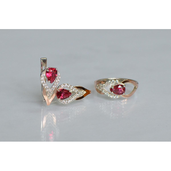 Комплект срібний з золотом (132)