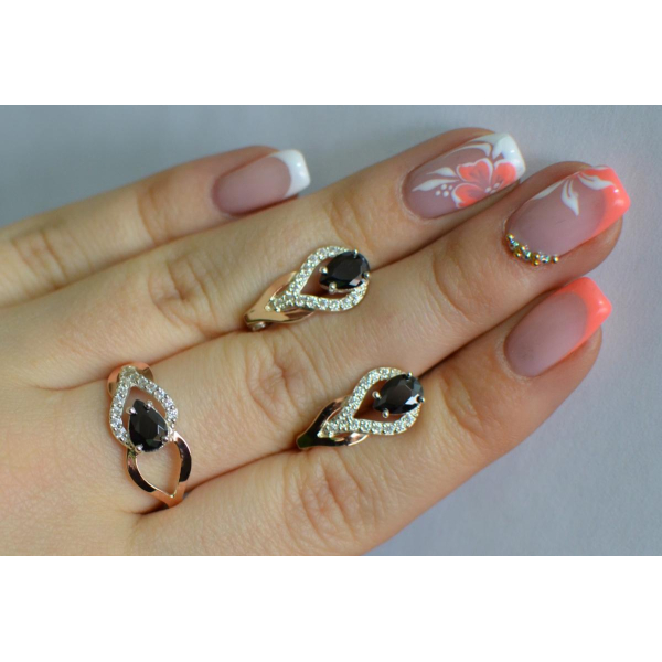 Комплект срібний з золотом (132)