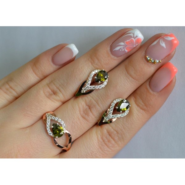 Комплект срібний з золотом (132)