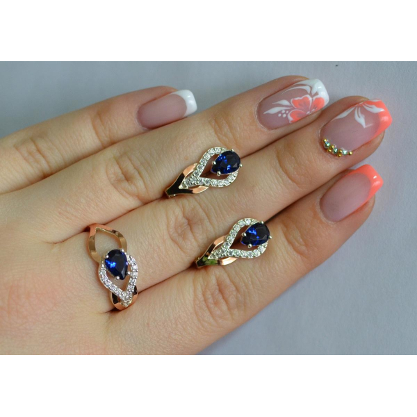 Комплект срібний з золотом (132)