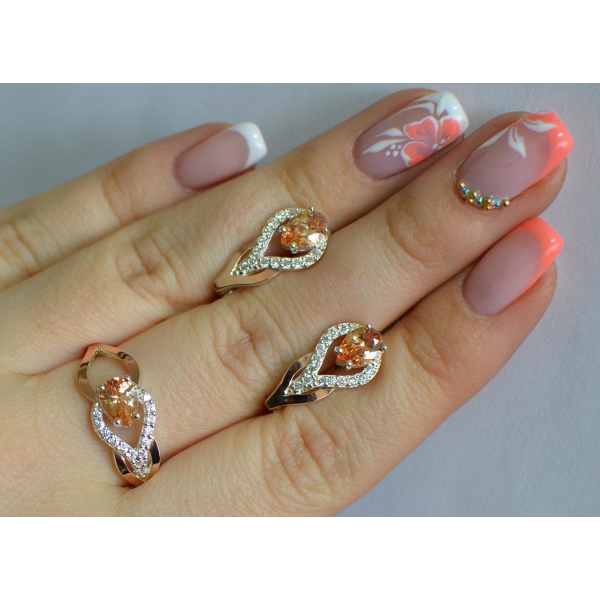 Комплект срібний з золотом (132)