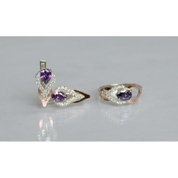 Комплект срібний з золотом (132)