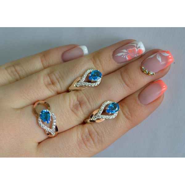 Комплект срібний з золотом (132)