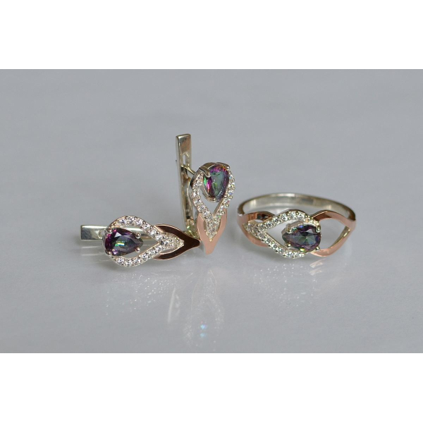 Комплект срібний з золотом (132)