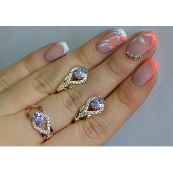 Комплект срібний з золотом (132)