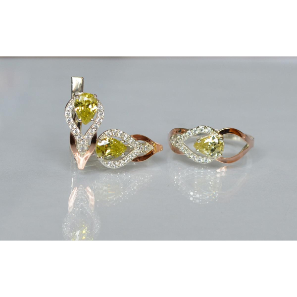 Комплект срібний з золотом (132)