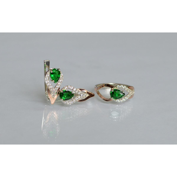 Комплект срібний з золотом (132)