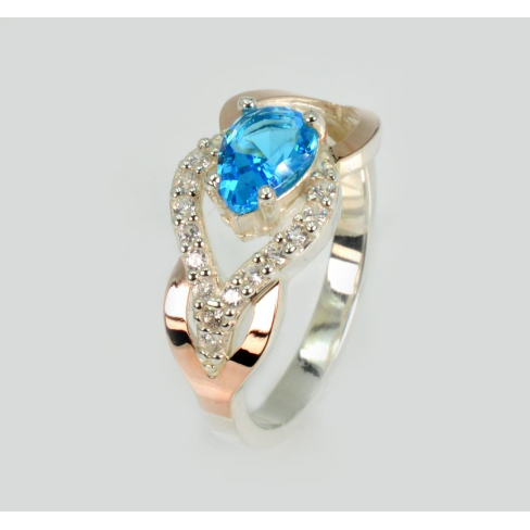 Серебряное кольцо с золотыми вставками