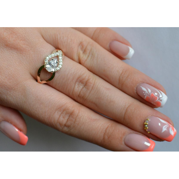 Срібна каблучка з золотими вставками (132к)