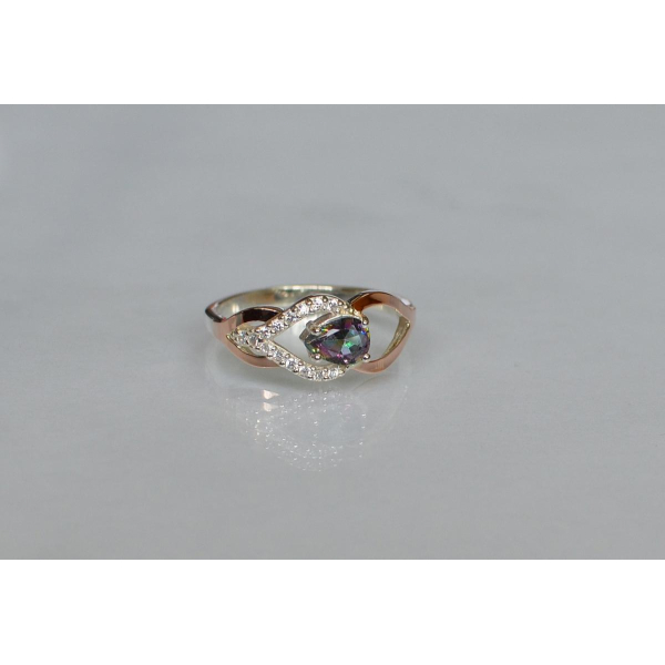 Срібна каблучка з золотими вставками (132к)