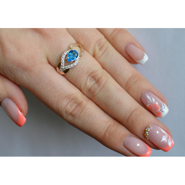 Срібна каблучка з золотими вставками (132к)