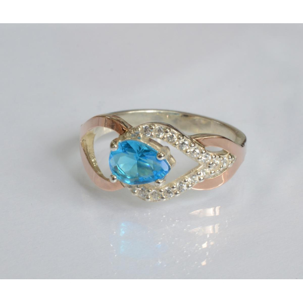 Срібна каблучка з золотими вставками (132к)