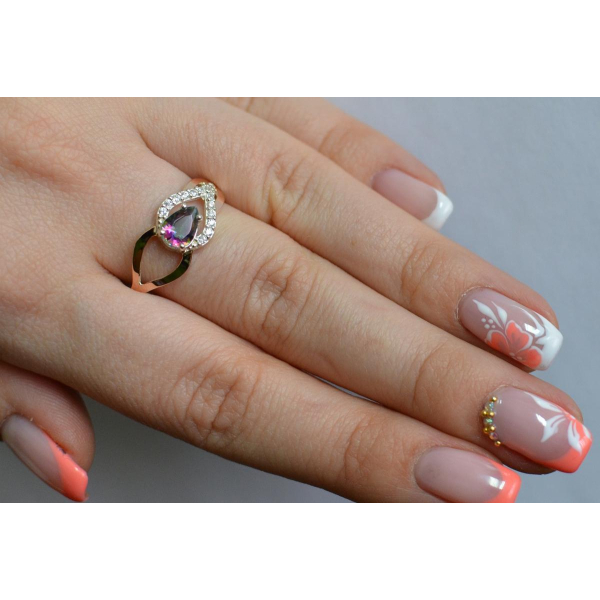 Срібна каблучка з золотими вставками (132к)