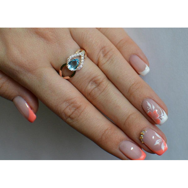 Срібна каблучка з золотими вставками (132к)