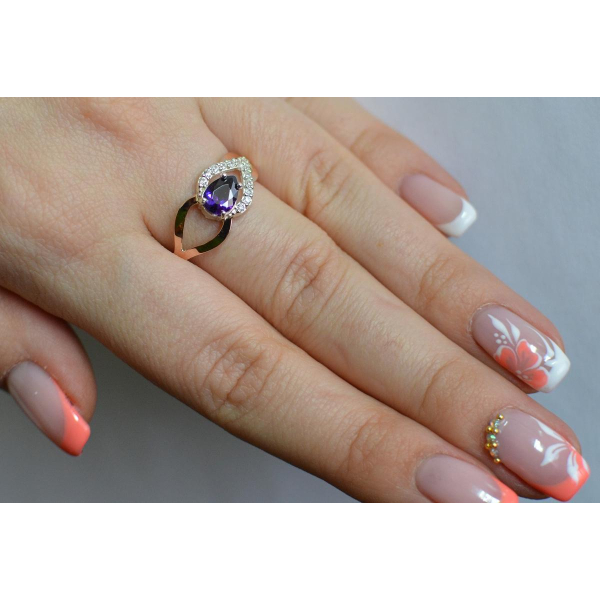 Срібна каблучка з золотими вставками (132к)